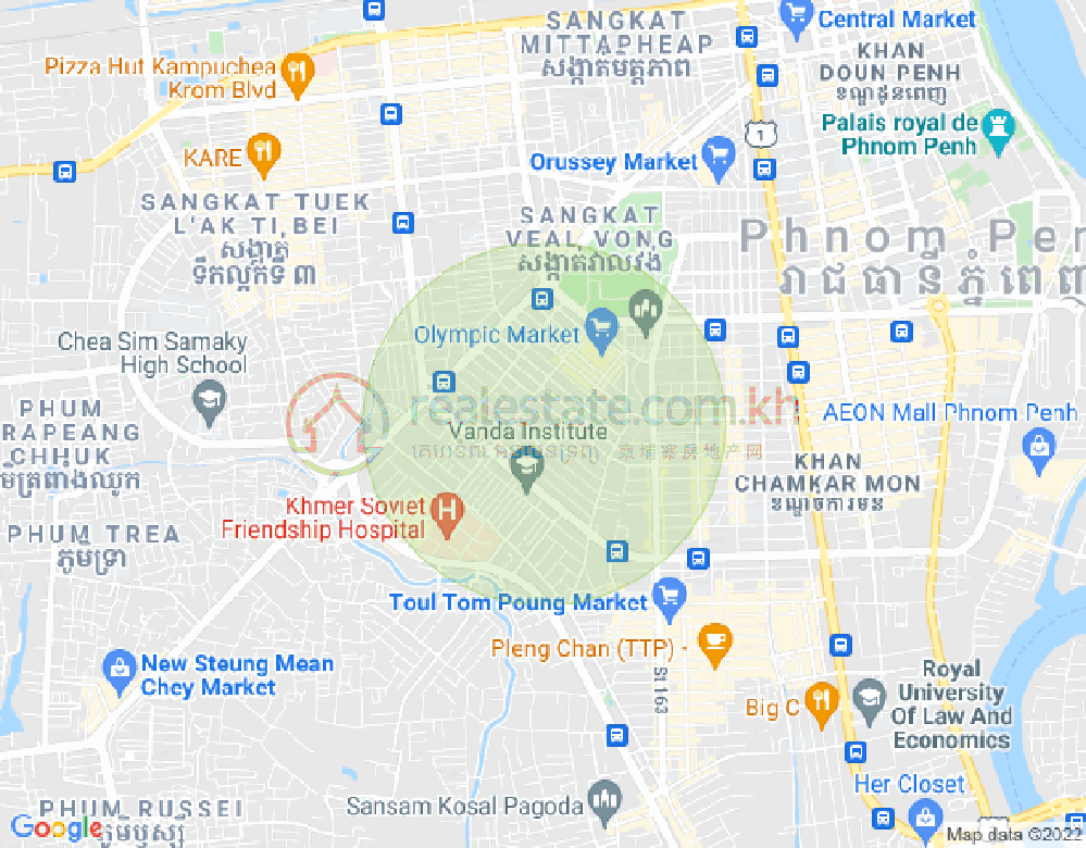 万景岗2分区（BKK2), 波哥堪, 金边地图
