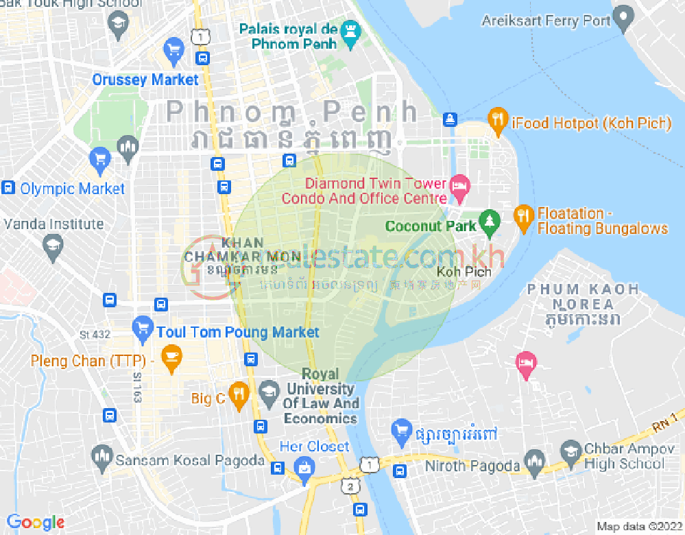 แผนที่ โตนเลบาสัก, จัมการมอน, พนมเปญ