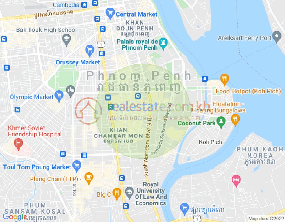 Carte de BKK 1, Boeng Keng Kang, Phnom Penh