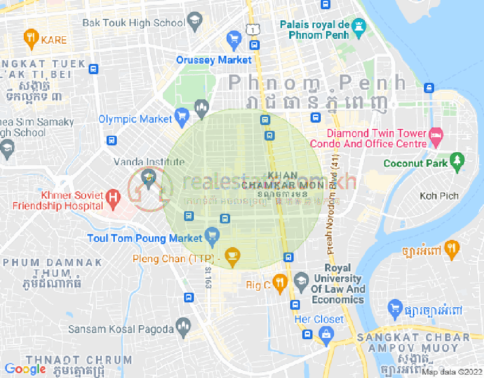 万景岗3分区（BKK3), 波哥堪, 金边地图