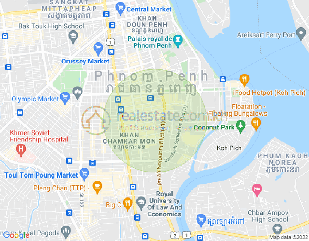 万景岗1分区（BKK1), 波哥堪, 金边地图