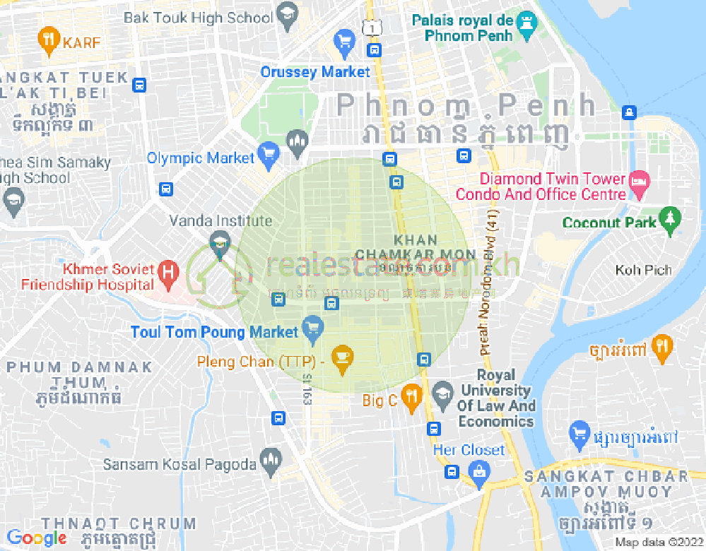 BKK 3, ボンケンコン, プノンペンの地図