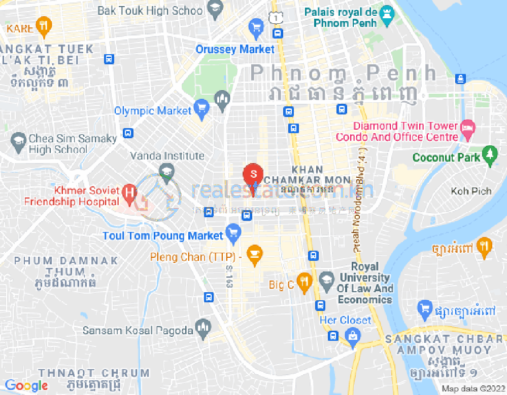 BKK 3, ボンケンコン, プノンペンの地図