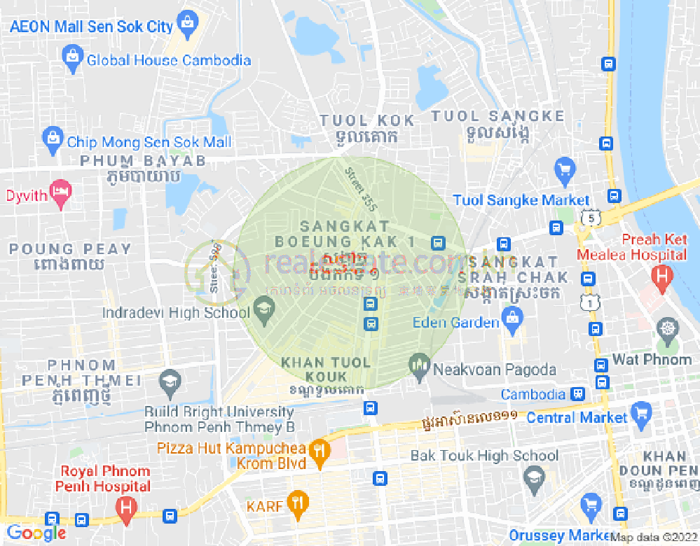 Mapa: 291, Boeung Kak 1, Toul Kork, Phnom Penh