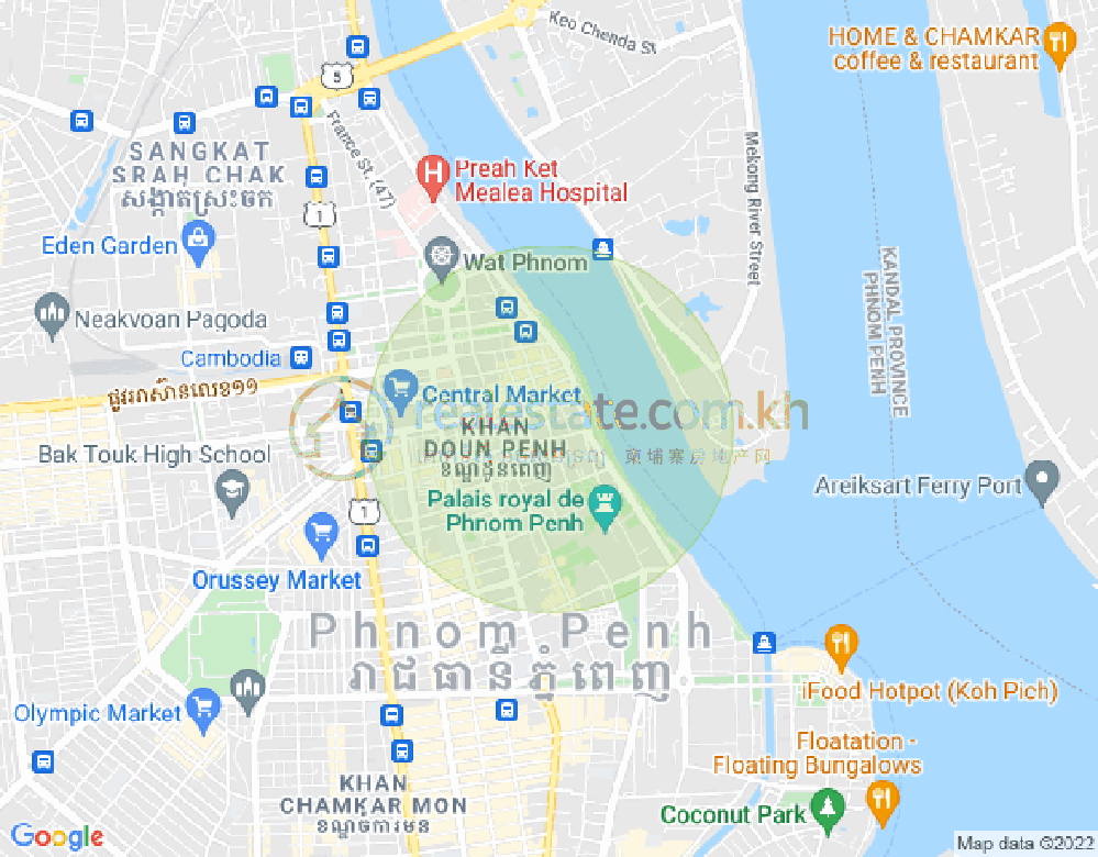 Map of Phsar Kandal I, Daun Penh, Phnom Penh