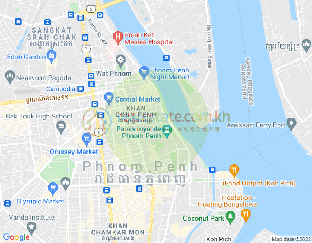 Map of Phsar Kandal I, Daun Penh, Phnom Penh