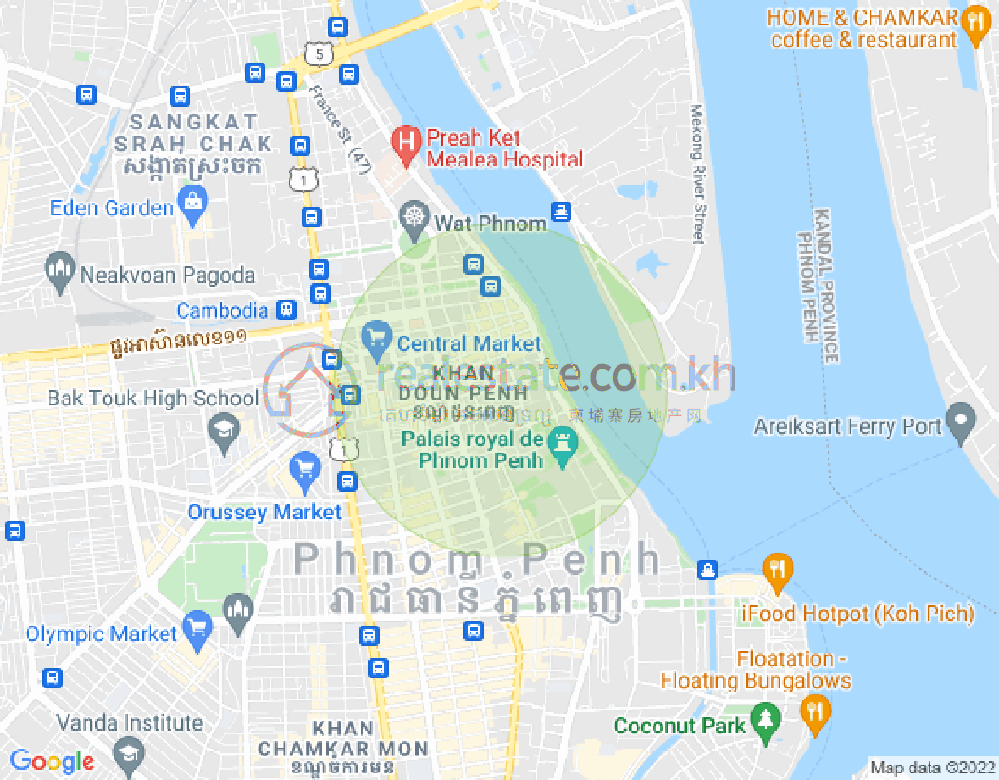 Map of Phsar Kandal I, Daun Penh, Phnom Penh
