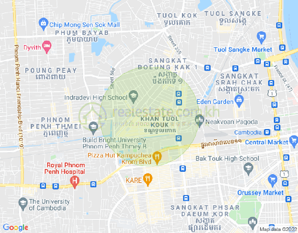 Map of Boeung Kak 2, Toul Kork, Phnom Penh