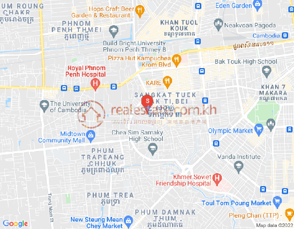 Carte de Tuek L'ak 1, Toul Kork, Phnom Penh