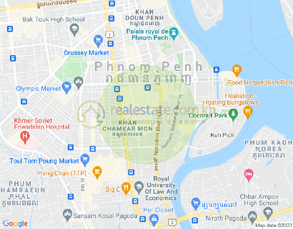 Carte de BKK 1, Boeng Keng Kang, Phnom Penh