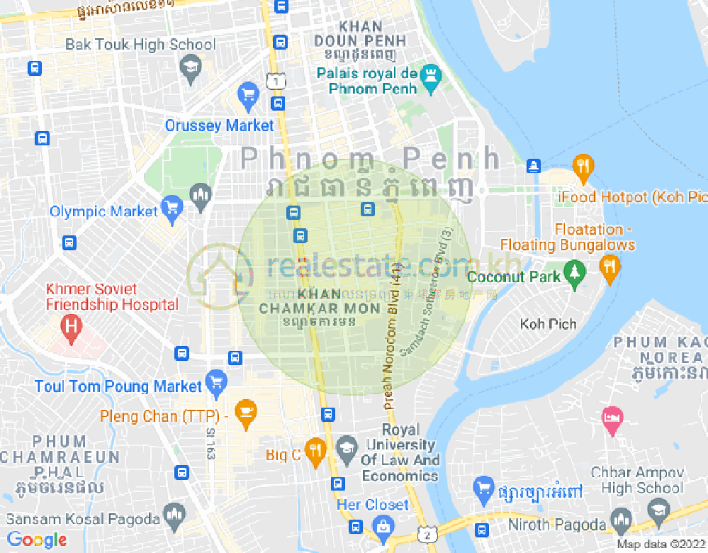 万景岗1分区（BKK1), 波哥堪, 金边地图