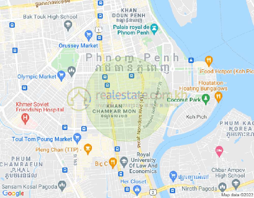 万景岗1分区（BKK1), 波哥堪, 金边地图