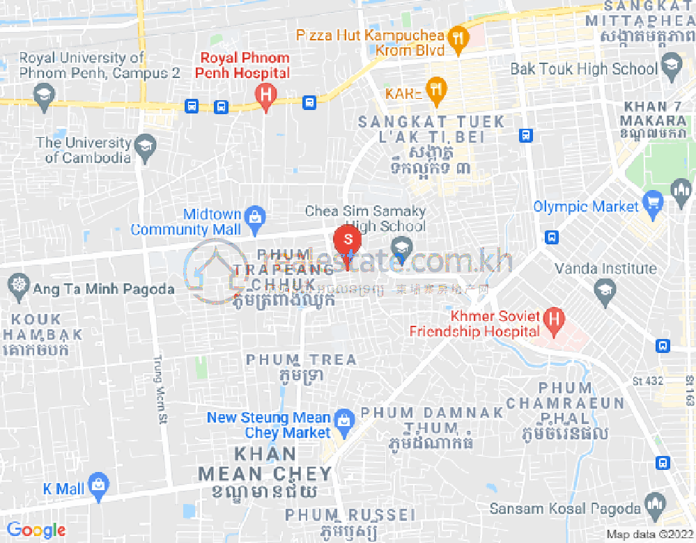 Carte de Ou Baek K'am, Sen Sok, Phnom Penh