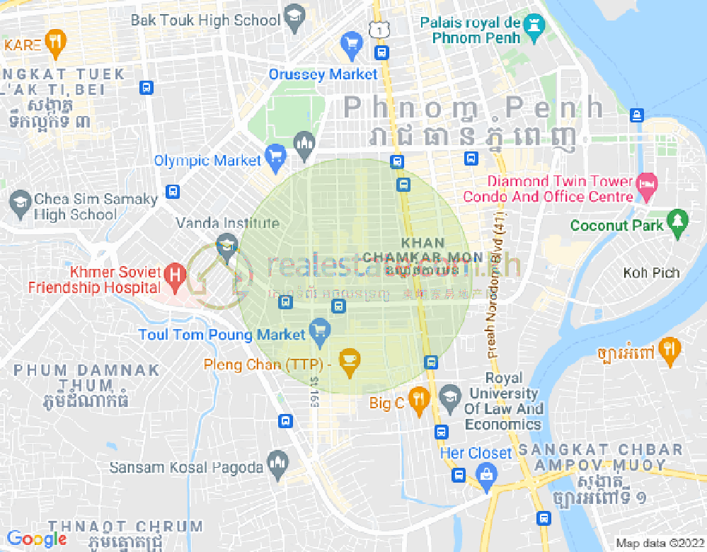 万景岗3分区（BKK3), 波哥堪, 金边地图