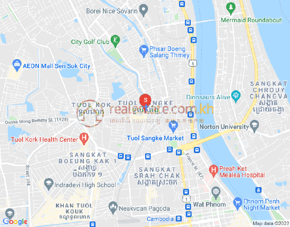吐尔桑克, 雷西郊区, 金边地图
