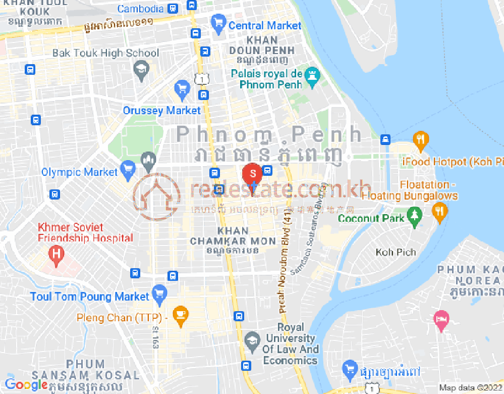 万景岗1分区（BKK1), 波哥堪, 金边地图