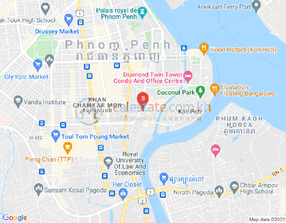 백색하구역, 짬까몬, 프놈펜 지도