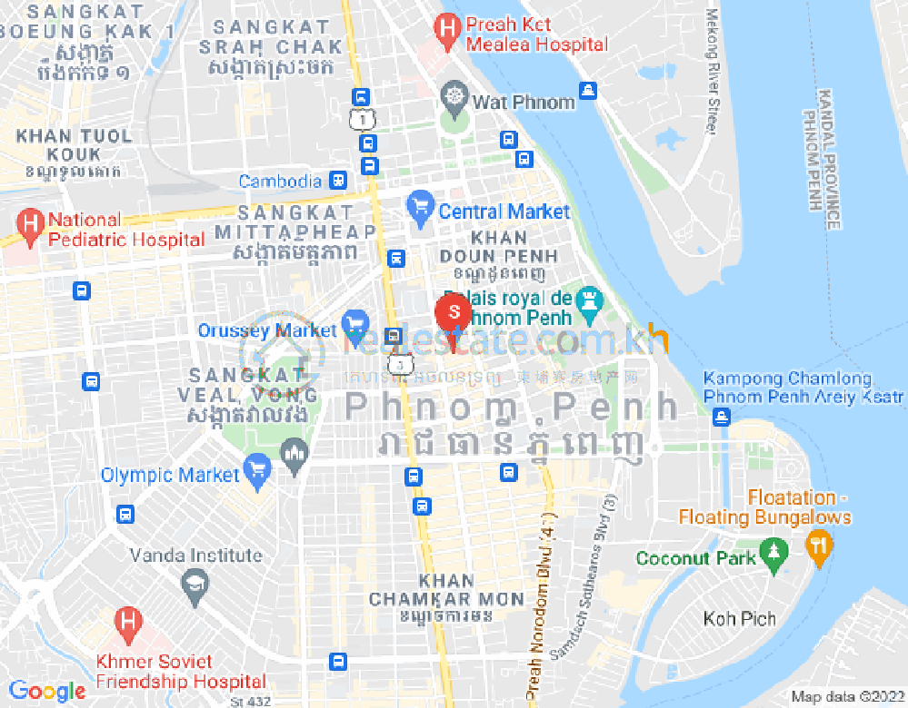 Carte de Boeng Reang, Daun Penh, Phnom Penh