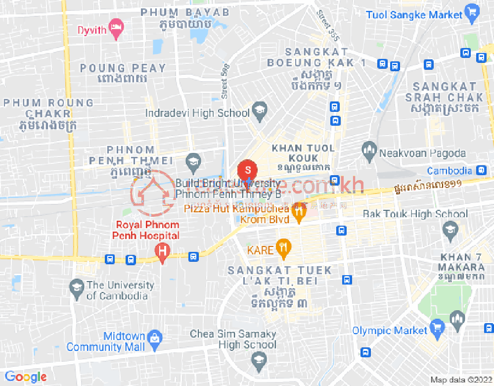 Mapa: Boeung Kak 2, Toul Kork, Phnom Penh
