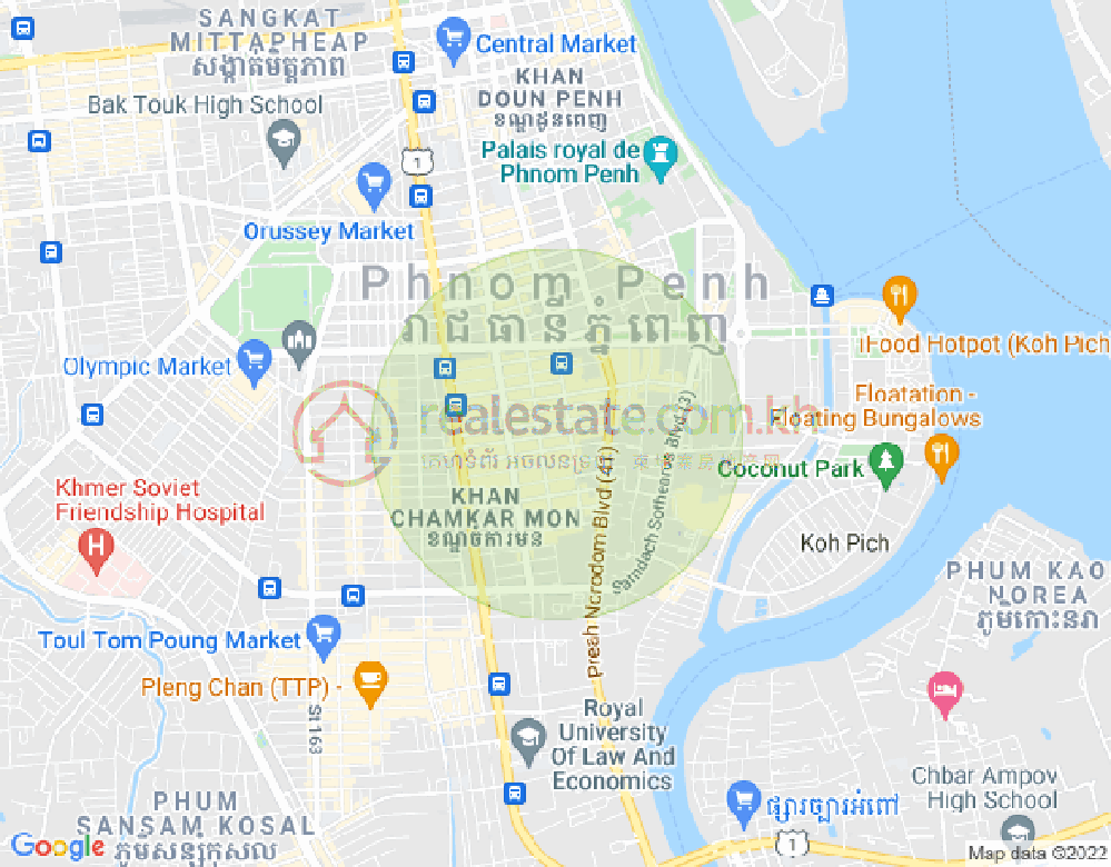 Mapa: BKK 1, Boeng Keng Kang, Phnom Penh
