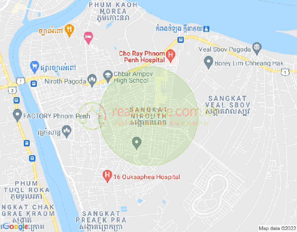 Mapa: Nirouth, Chbar Ampov, Phnom Penh
