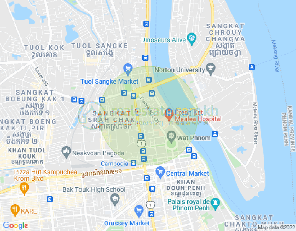Mapa: Srah Chak, Daun Penh, Phnom Penh