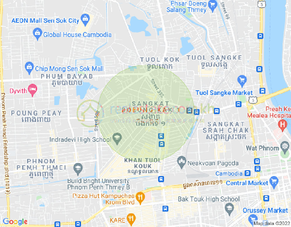 Mapa: Boeung Kak 1, Toul Kork, Phnom Penh