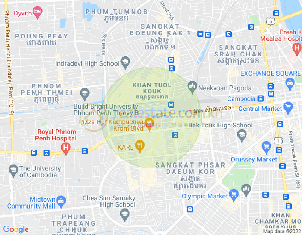 Carte de Tuek L'ak 1, Toul Kork, Phnom Penh