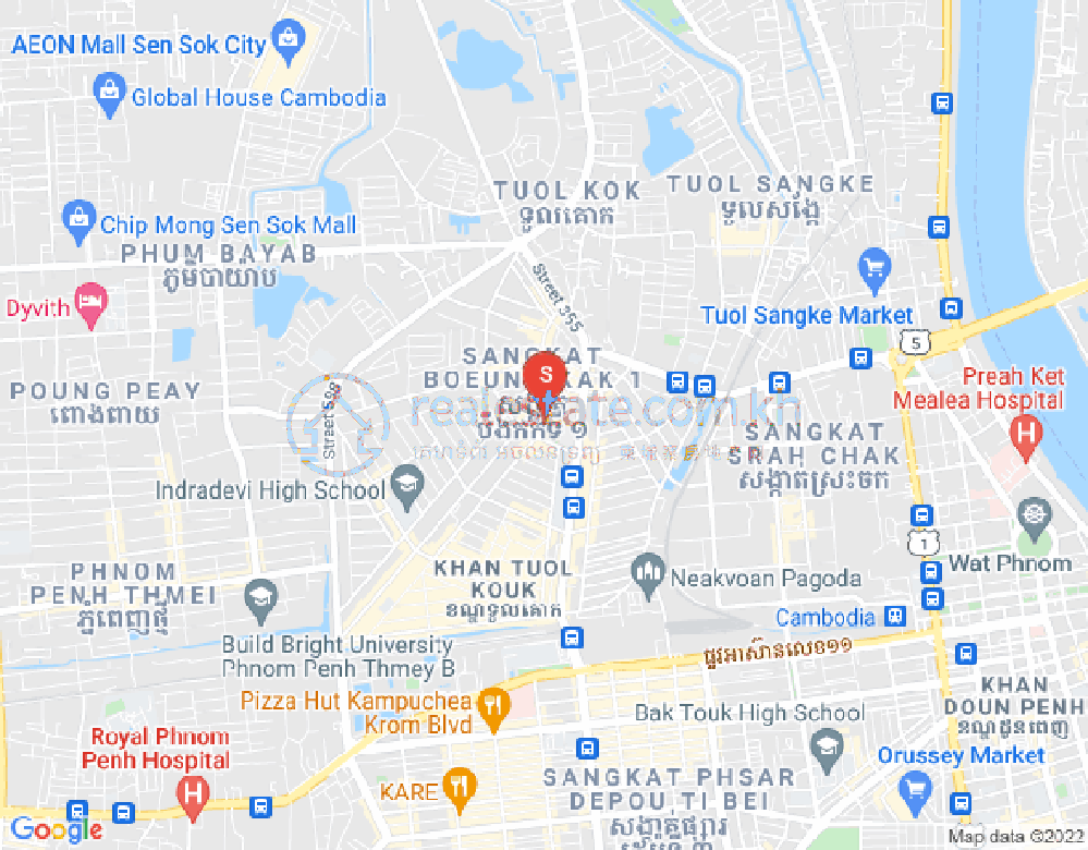 ブン・カック1, トゥールコーク, プノンペンの地図