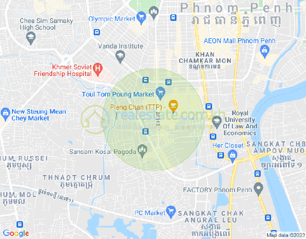 トゥールトンポン1, チャムカモン, プノンペンの地図