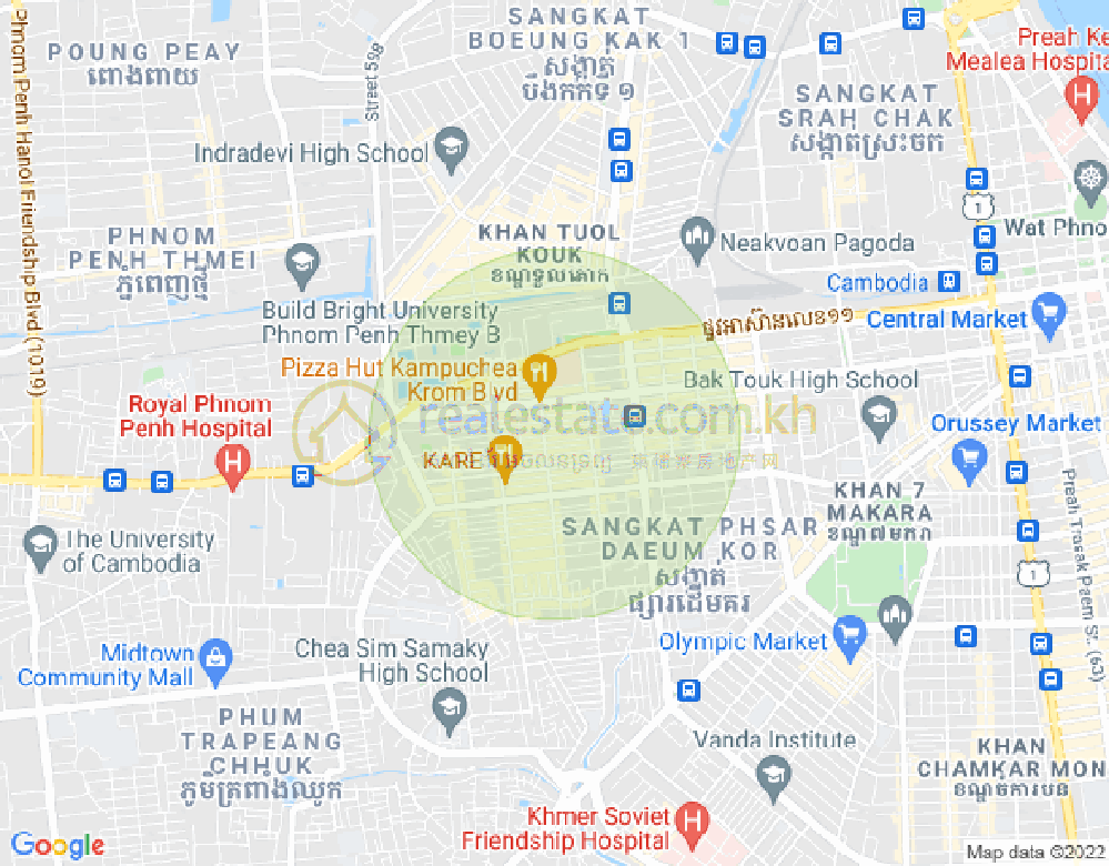 Mapa: Tuek L'ak 1, Toul Kork, Phnom Penh
