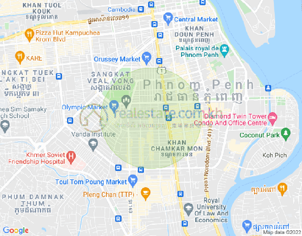 万景岗2分区（BKK2), 波哥堪, 金边地图
