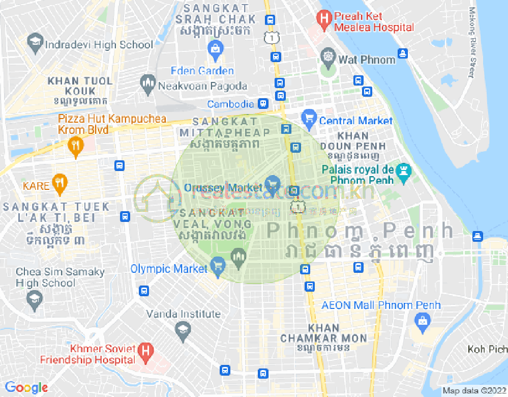Mapa: Veal Vong, 7 Makara, Phnom Penh