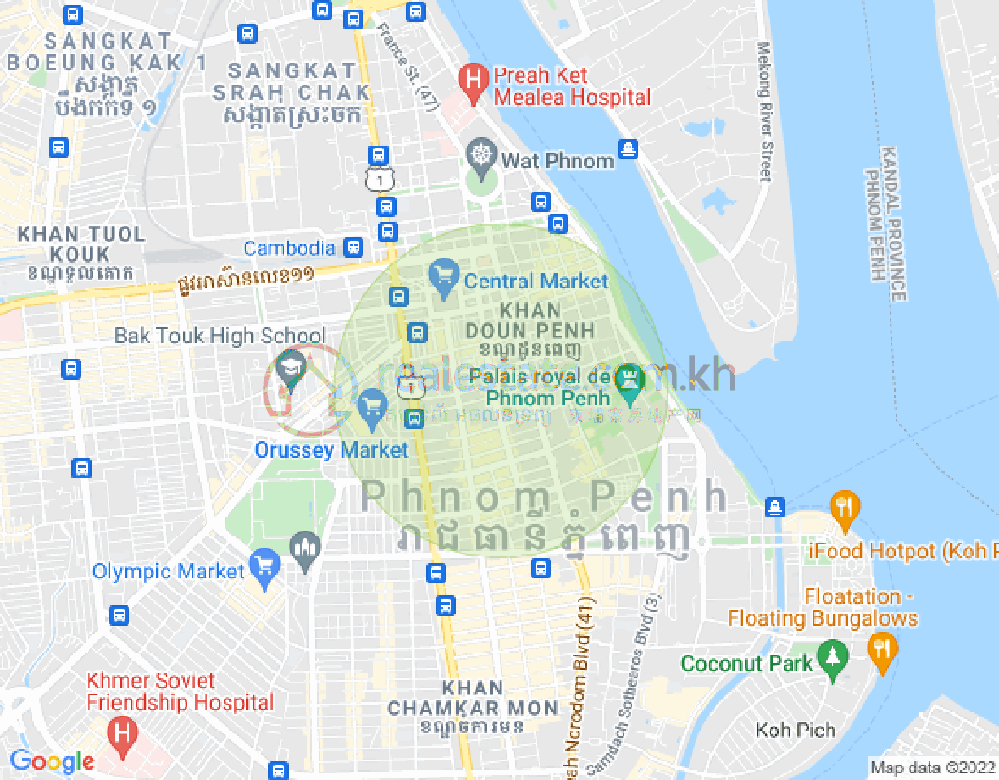 四臂湾分区, 隆边区, 金边地图