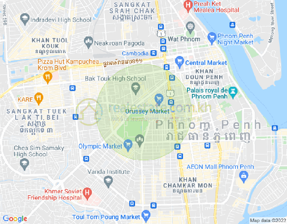 Mapa: Veal Vong, 7 Makara, Phnom Penh