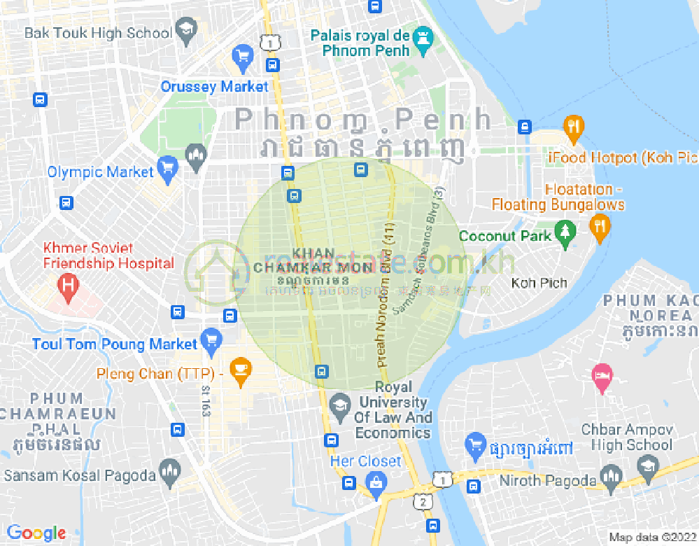 Map of BKK 1, Boeng Keng Kang, Phnom Penh