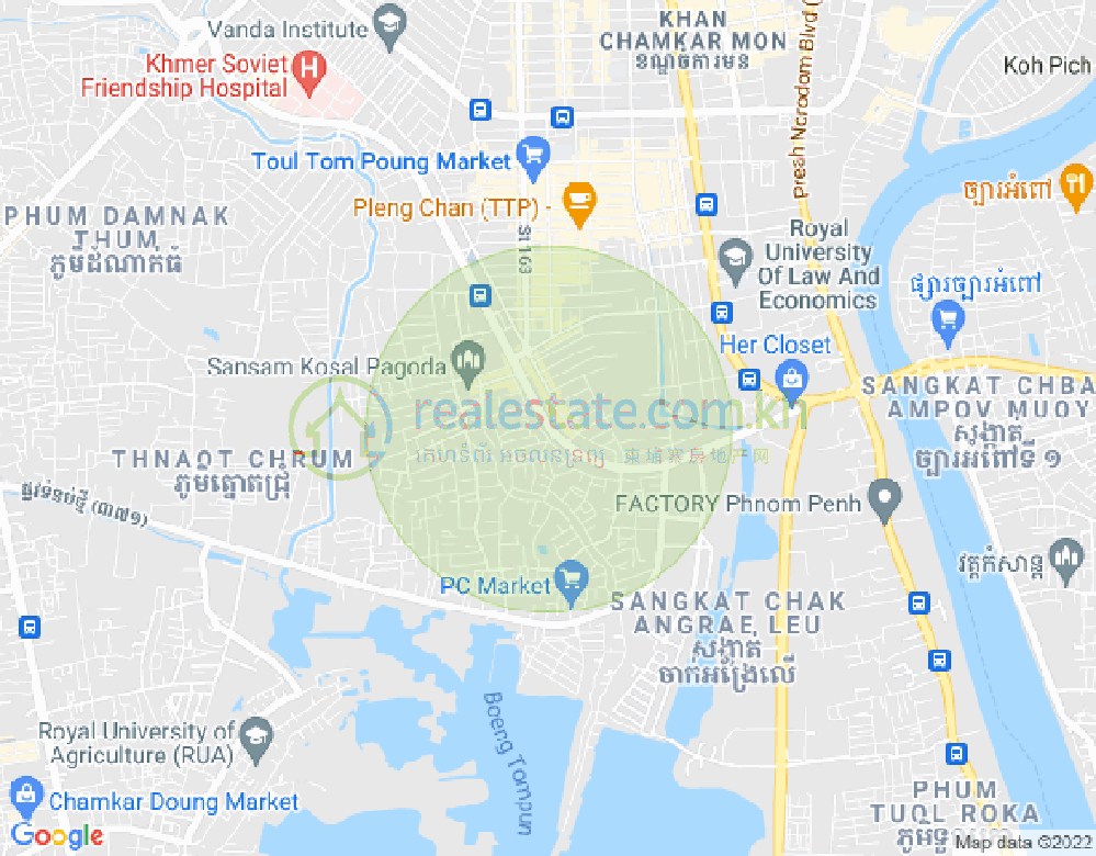 Tumnob Tuek镇, 波哥堪, 金边地图