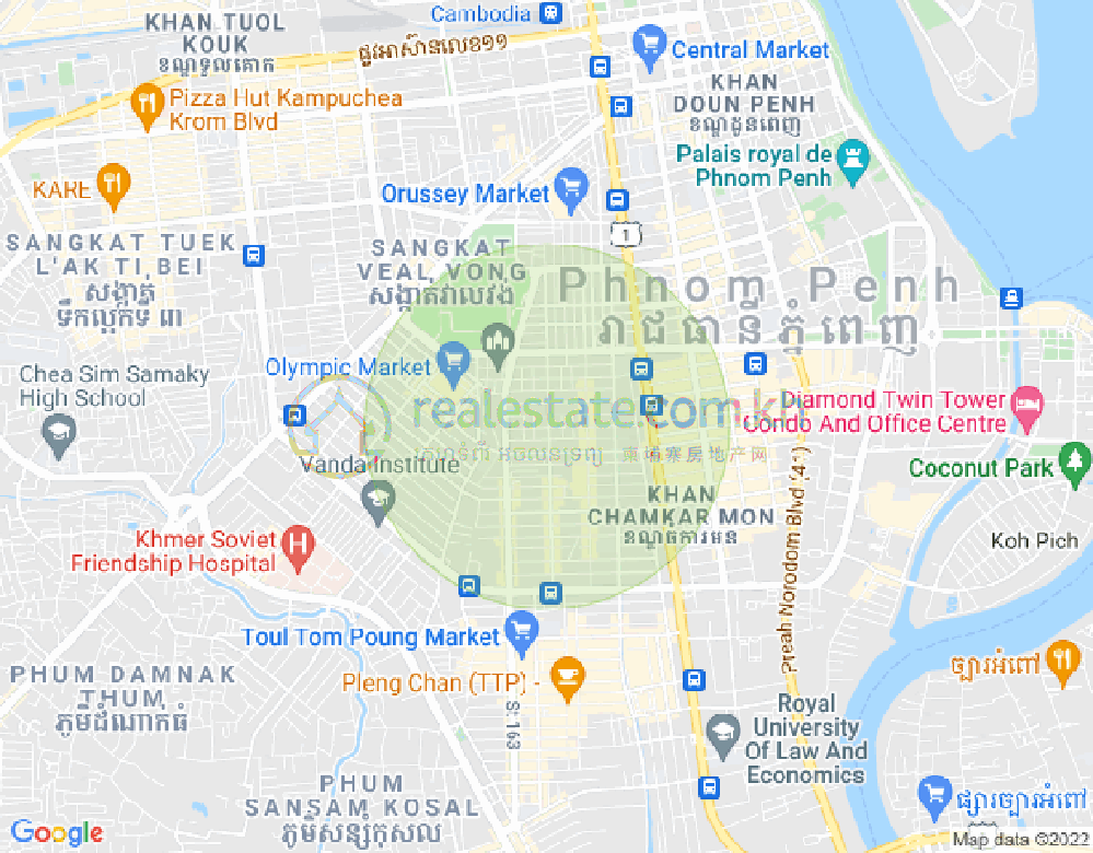 万景岗2分区（BKK2), 波哥堪, 金边地图