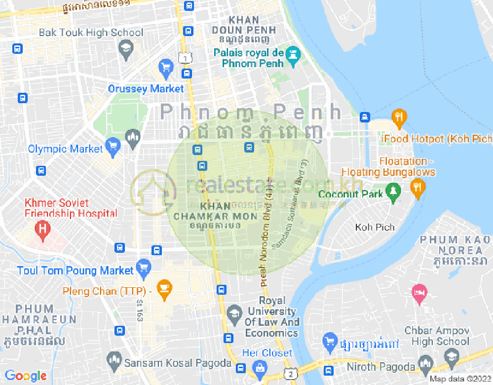 Mapa: Properties Dabest, BKK 1, Boeng Keng Kang, Phnom Penh