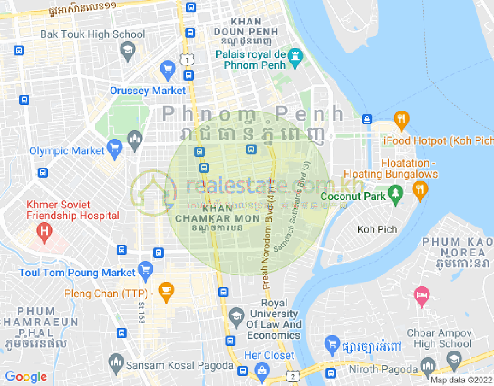 Dabest Properties, 만경강1부구(BKK1), 벙껭깡, 프놈펜 지도