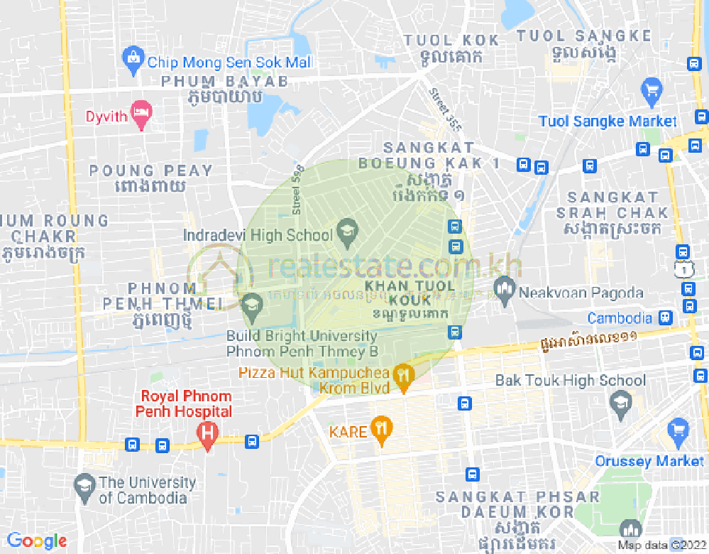 Mapa: Boeung Kak 2, Toul Kork, Phnom Penh