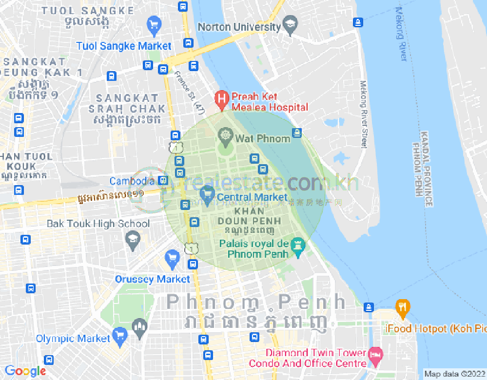 旧街市分区, 隆边区, 金边地图