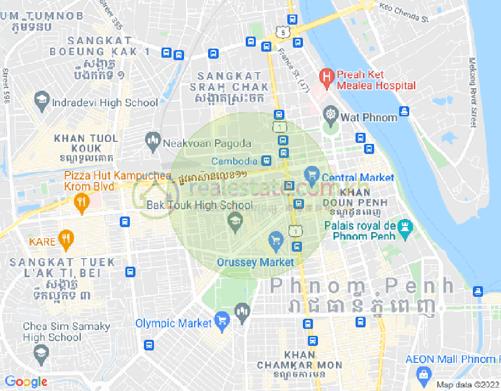 Map of Boeung Kak 1, Toul Kork, Phnom Penh