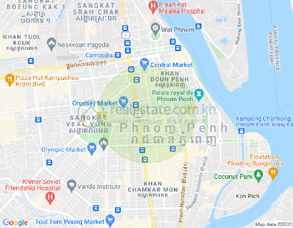 ボンリアン, ドーンペン, プノンペンの地図