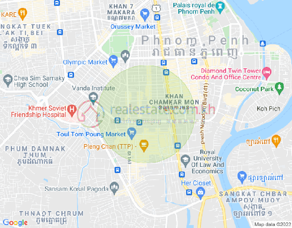 万景岗3分区（BKK3), 波哥堪, 金边地图