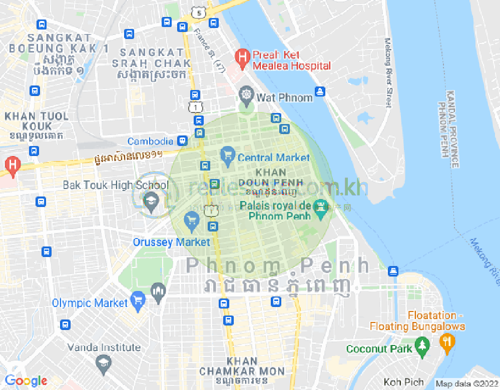 Mapa: Phsar Thmei III, Daun Penh, Phnom Penh