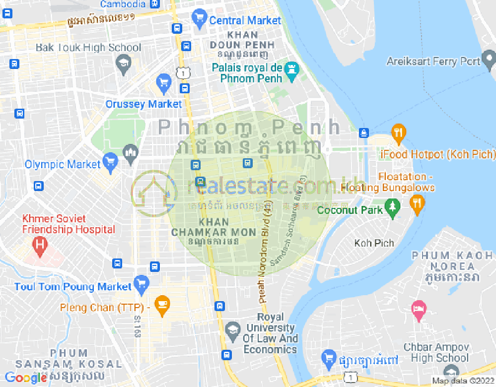 Map of BKK 1, Boeng Keng Kang, Phnom Penh