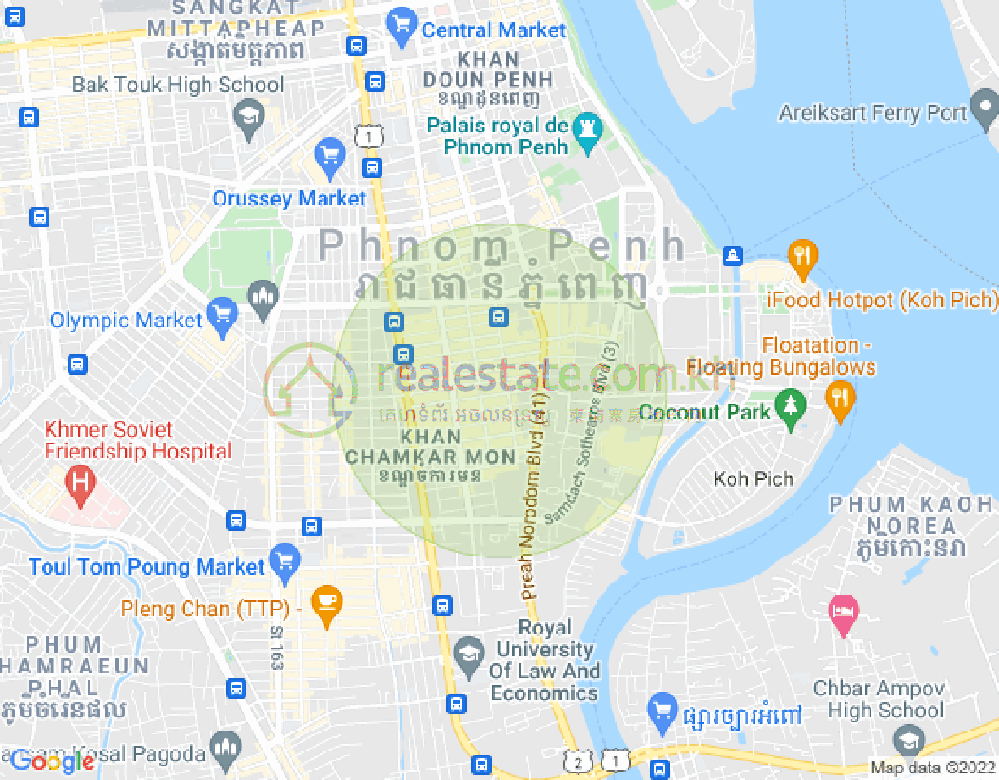 Mapa: BKK 1, Boeng Keng Kang, Phnom Penh