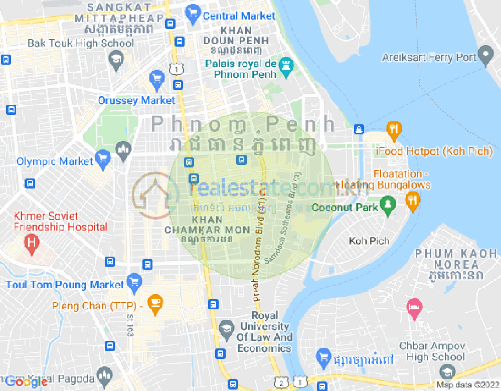 Mapa: BKK 1, Boeng Keng Kang, Phnom Penh