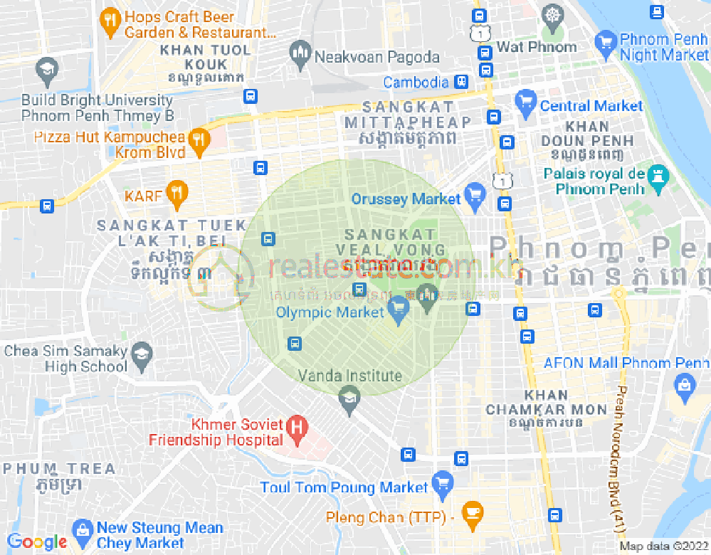 万景岗2分区（BKK2), 波哥堪, 金边地图